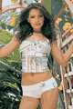 Striped Shirt Bustier with Shorts