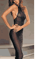 Tiger Striped Lurex Opaque Long Dress