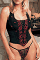 Embroidered Halter Corset with Thong