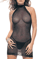 High Neck Fishnet Mini Dress with G-String