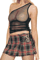 One Shoulder Fishnet Ruched Side Top