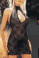 High Neck Keyhole Mini Dress with G-String