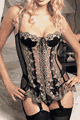 Mesh Embroidered Corset with Thong