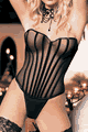 Mesh Corset with Velvet Trimmed Boning