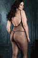 Seamless Fishnet V-Back Bodystockings