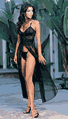 Lace Top Chiffon Long Gown with G-String