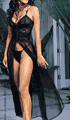Lace Top Chiffon Long Gown with G-String