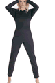 Long Sleeves Opaque Catsuit with Zipper Back