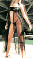 Vintage Halter Lace Top Mesh Gown with G-String