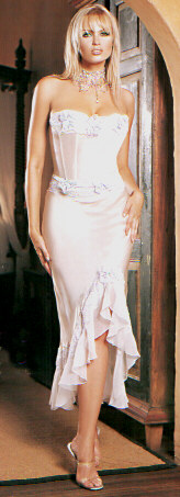 Silk Satin Boned Corset Long Gown