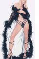 Mesh Long Feather Coat