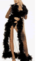 Leopard Prints Lycra Mesh Feather Coat