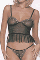 Embroidered Mesh Crop Top and G-String