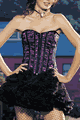 Zipper Front Lace Corset with G-String