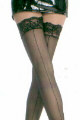 Sheer Back Seam Thigh Hi with Pearl Satin Bow