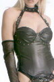 Faux Leather Buckle Halter Strap Corset