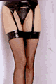 Vinyl Garter Belt with Stocking with G-string