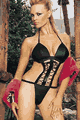 Faux Leather Criss Cross Front Teddy