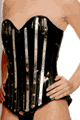 Vinyl Zipper Front Corset with Metal Stripes