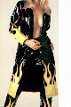 Vinyl Long Coat with Frame Prints