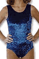 Blue Velvet Tank Leotard with Scrunchie