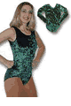 Green Velvet Long Sleeve Leotard with Scrunchie