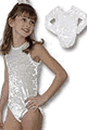 White Velvet Long Sleeve Leotard with Scrunchie
