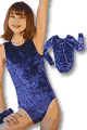 Navy Velvet Long Sleeves Leotard with Scrunchie
