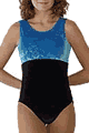 Blue Roses Tank Leotard with Scrunchie