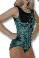 Green Velvet Tank Leotard with Scrunchie