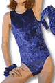Navy Velvet Tank Leotard with Scrunchie