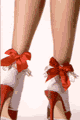 LLA3028 Hearts Ruffle Anklet with Satin Bow