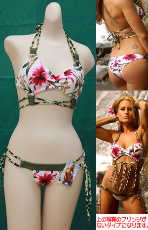 Lady Cat Express 新着水着通販 LCK1704HB-TF Tropical Floral with Army Denim Sexy Swimwear