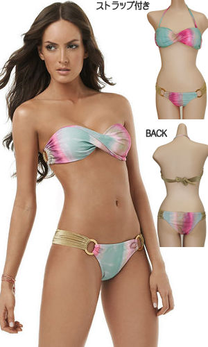 Lady Cat Express お勧め水着通販 LPQICET11002-BT1001 Ice Swirl Bandeau Top and Tab Teeny Bottom