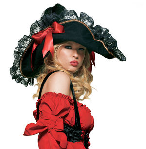 LLA2098 Swashbuckler Hat with Lace Trim