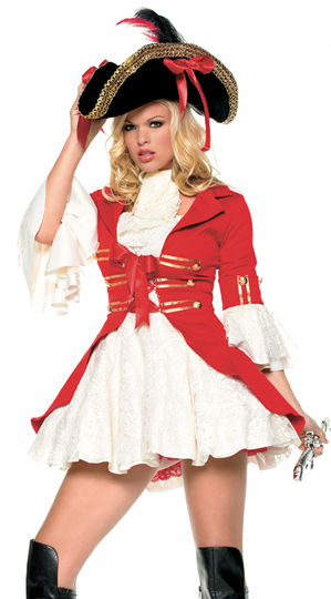 LLA83218-2099 Captain Booty Costume 3pc Set with Hat