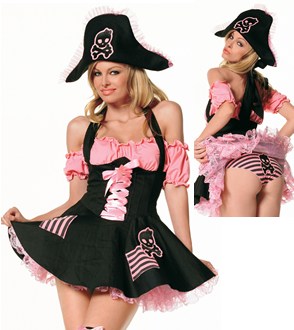 LLA83207-8999 Treasure Hunt Pirate Costume and Petticoat
