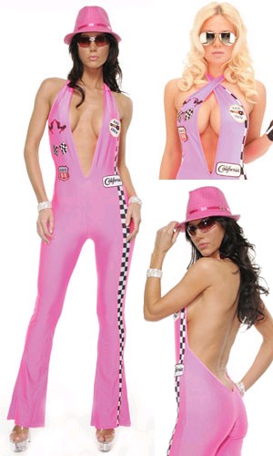 LFPFPH87 Cross Halter Racer Girl Catsuit
