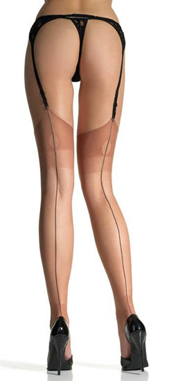 LLA1020 Contrast Back Seam Stocking with Euruopean Heel