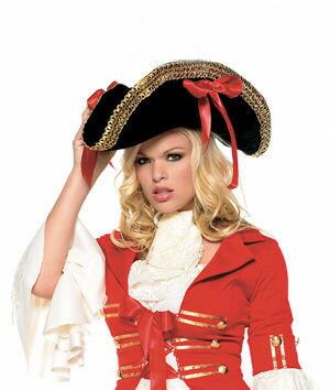 LLA2099 Pirate Hat with Thick Gold Trim