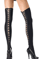 LLA6289 Opaque Thigh Highs with Lace Up Back