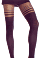 LLA7811 Lycra Opaque Pantyhose with Sheer Stripes Top