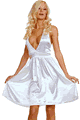 LML70138 Satin Low Cut V-Neck Dress