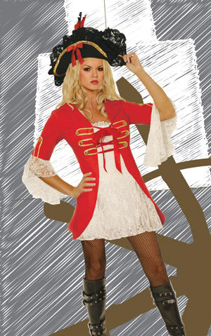 LEM9784-9147 Scarlet Swashbuckler Dress with Hat