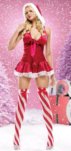 LLA83381 Pom Pom Santa Halter Dress