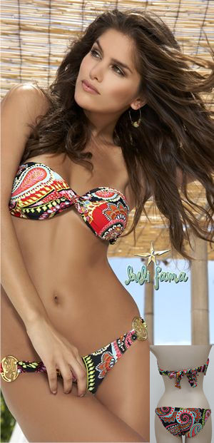 Lady Cat Express 新着水着通販 LLFL225486-225503 Rumba Twist Bandeau Top and Ring Hipster Moderate Bottom