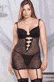 Floral Jacquard Mesh Chemise and G-string