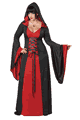 California Costumes ＜Lady Cat＞ 大きいサイズの赤./黒ロングローブの魔女コスチューム
