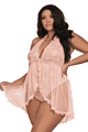 Halter Plunge Front Stretch Lace Teddy