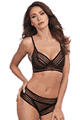 Dreamgirl ＜Lady Cat＞ Sheer Stripped Elastic Underwire Bra and Panty